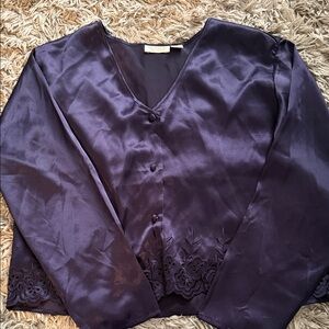 Victoria's Secret Satin Button-Front Sleep Top in Deep Purple